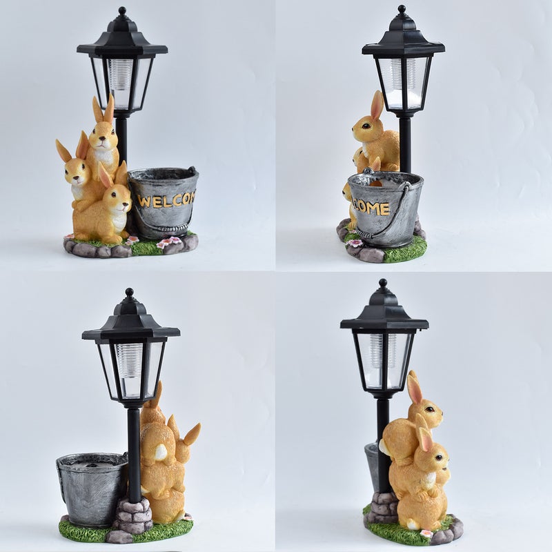 Garden Creative Planter Rabbit Solar Outdoor Light Animal Sculpture for Garden Path Decor - Image 4