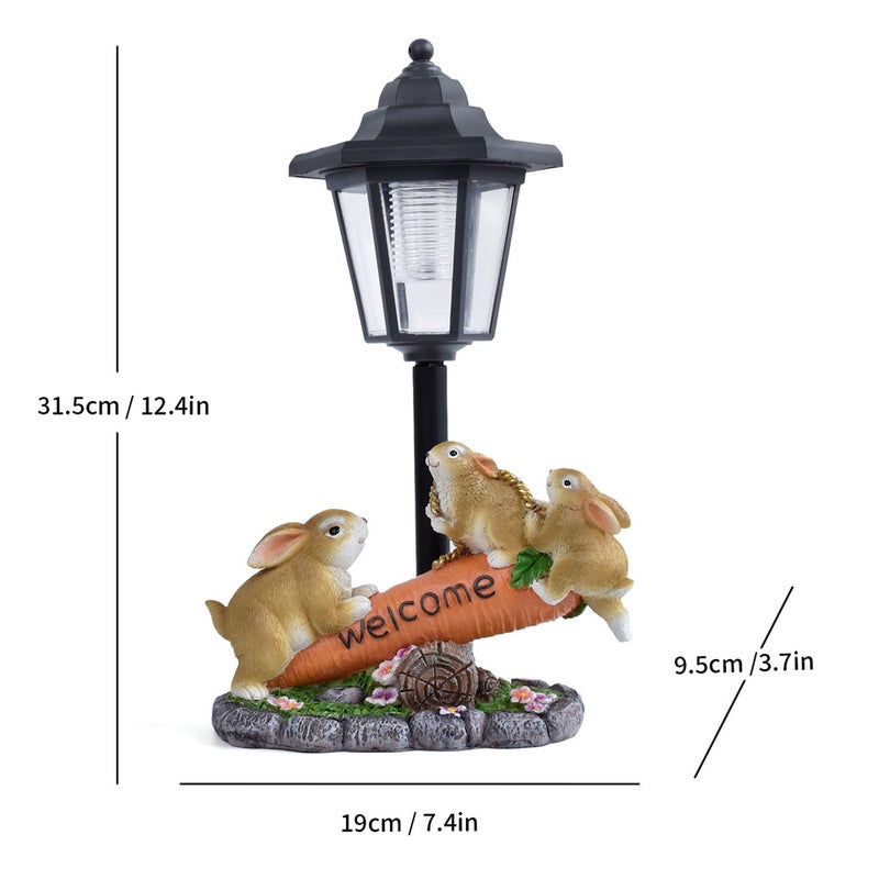 Garden Creative Planter Rabbit Solar Outdoor Light Animal Sculpture for Garden Path Decor - Image 1