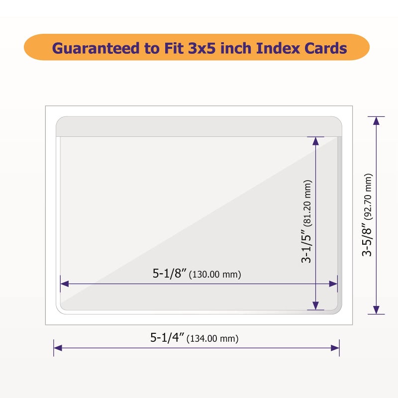 IMAGAME Clear Adhesive 3" x 5" Index Card Pockets With Top Open Loading, 50 Pack, Plastic Labels Holders for Storage Bins and Library, Ideal for Organizing and Protecting Your Cards - Image 3