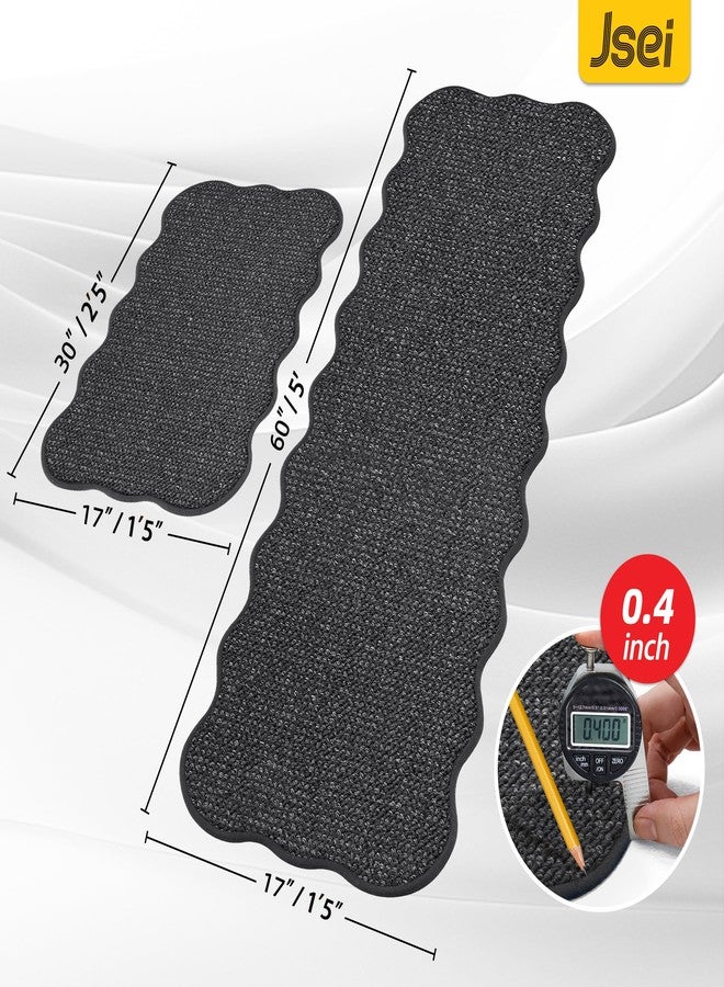 JSEI Scalloped Kitchen Rugs and Mats 2PCS, Kitchen Mats for Floor, Non-Slip Washable Kitchen Runner, Absorbent and Stain Resistant Rugs for Kitchen, Laundry & Sink, 17"x30"+17"x60", Charcoal - Image 4