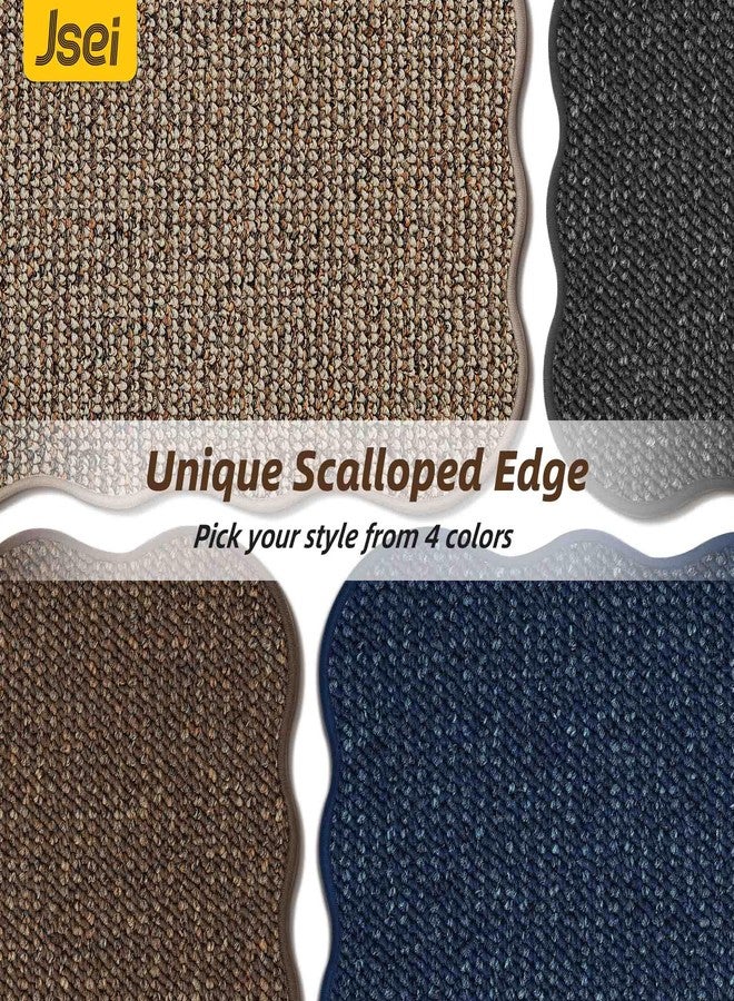 JSEI Scalloped Kitchen Rugs and Mats 2PCS, Kitchen Mats for Floor, Non-Slip Washable Kitchen Runner, Absorbent and Stain Resistant Rugs for Kitchen, Laundry & Sink, 17"x30"+17"x60", Charcoal - Image 2
