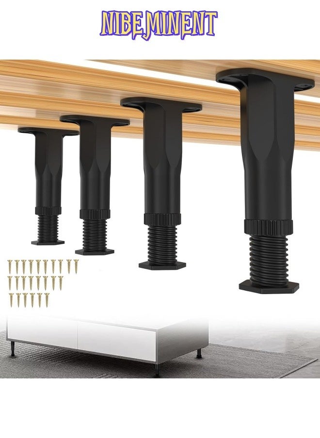 NIBEMINENT - Bed Frame Legs-Durable Bed Support Legs, Bed Frame Support Legs,Adjustable Height Center Support Leg for Bed Frame (5"-9"), 4-Pack Bed Slats Legs, Long-Lasting Stability (T003, Small) - Image 1