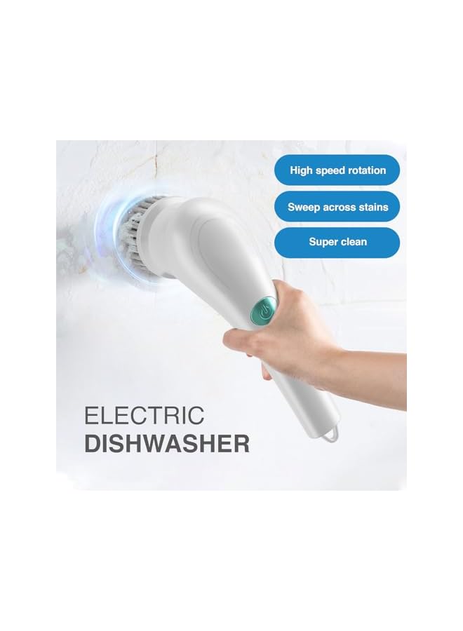 promass Cordless Electric Scrubber, Portable Cleaning Brush with 5 Brush Heads Handheld Cleaning Tool Versatile Scrub Brush Dish Scrubber 360° Rotating Scrubber for Plates, Pots, Walls, Kitchen, Shoes - Image 2