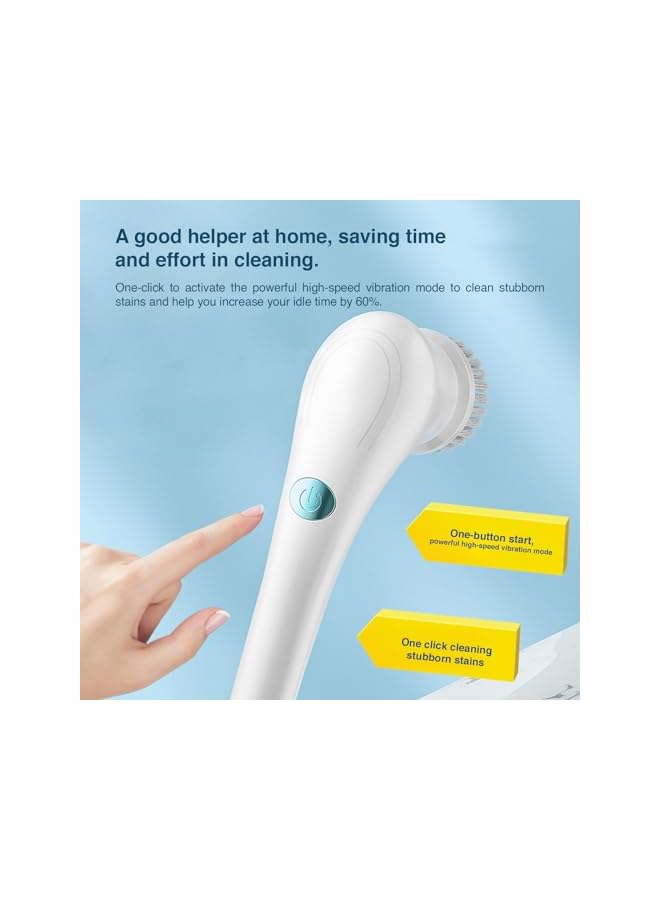 promass Cordless Electric Scrubber, Portable Cleaning Brush with 5 Brush Heads Handheld Cleaning Tool Versatile Scrub Brush Dish Scrubber 360° Rotating Scrubber for Plates, Pots, Walls, Kitchen, Shoes - Image 3
