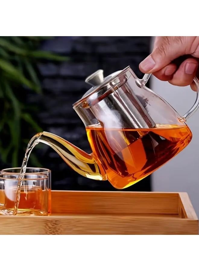 Glass Teapot with Stainless Steel Infuser - 1200ml Heat Resistant Clear Glass Tea Pot for Loose Leaf Tea, Blooming and Flowering Tea H1950  - Image 4