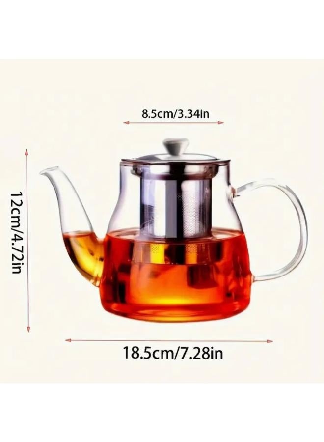 Glass Teapot with Stainless Steel Infuser - 1200ml Heat Resistant Clear Glass Tea Pot for Loose Leaf Tea, Blooming and Flowering Tea H1950  - Image 2