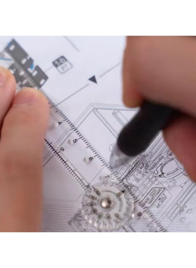 2 Pcs Multi Ruler Acrylics Folding Ruler Measuring Length 0-12 Inch (0-30cm) Math Measuring Tool for Teacher Drawing, Home, Office Measuring, Transparent - Image 4