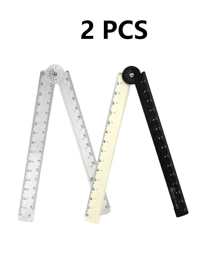 2 Pcs Multi Ruler Acrylics Folding Ruler Measuring Length 0-12 Inch (0-30cm) Math Measuring Tool for Teacher Drawing, Home, Office Measuring, Transparent - Image 1