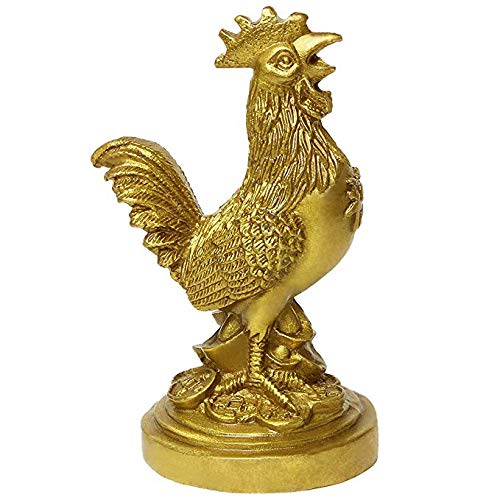 BRASSTAR Golden Brass Feng Shui Rooster Statue 3.9”(H) Coin Money Luck Home Décor Sculpture Auspicious Animal Chinese Zodiac Gift Collection PTZY019 - Image 4