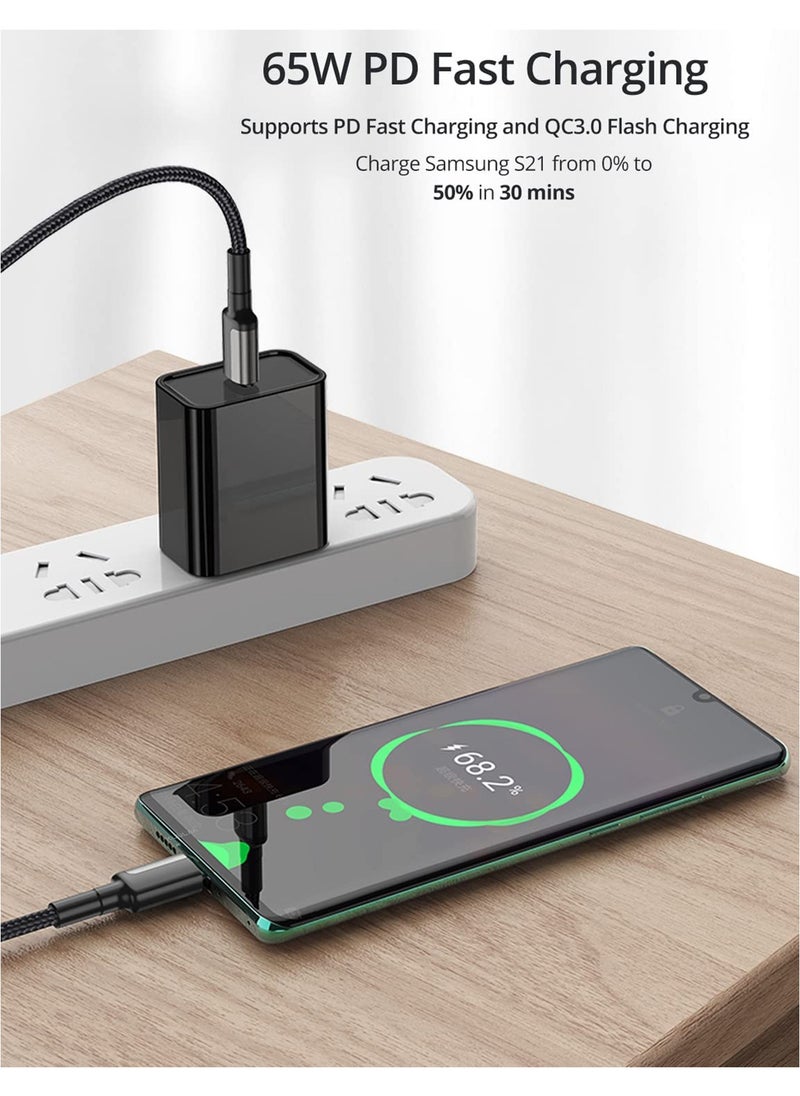 PEGANT 1M USB-C to USB-C Cable, 65W Fast Charging, Nylon Braided with Power Delivery  - Image 3