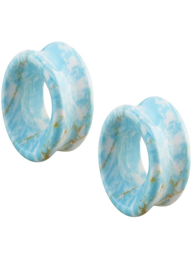 Pierced Owl Natural Turquoise Stone Double Flared Tunnel Plugs, Sold as a Pair (10mm (00GA)) - Image 1