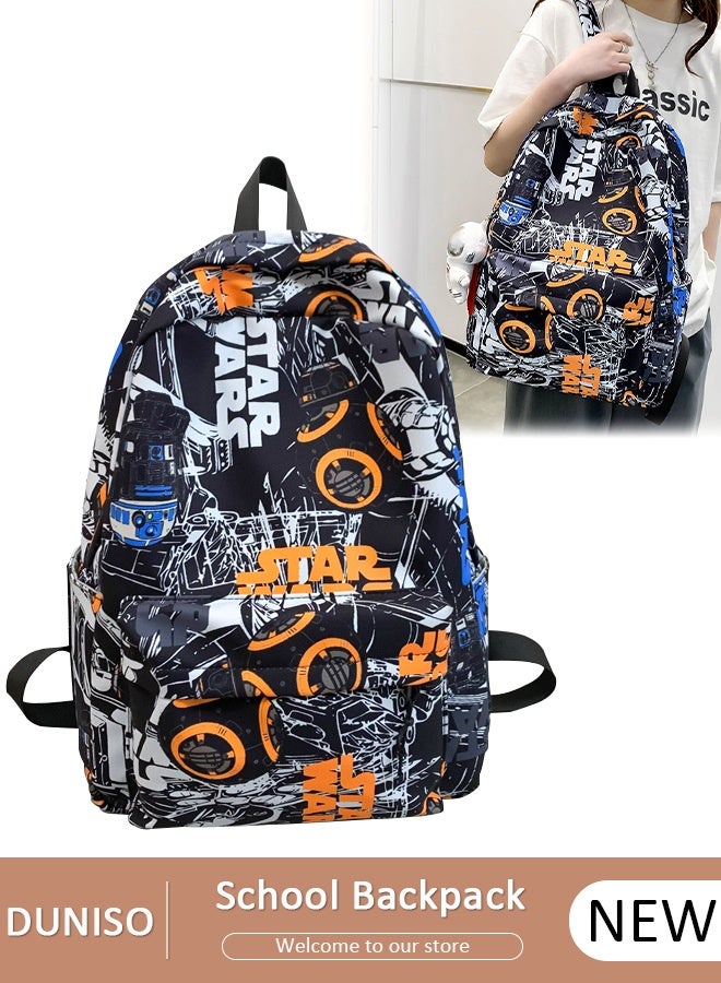 DUNISO School Backpack Large Capacity Multi-pocket Students Backpack School Bag Fashion Graffiti Book Bags Waterproof Wear-resistant Backpacks for Teen Back Pack College Students Laptop Bag for Casual Travel - Image 1