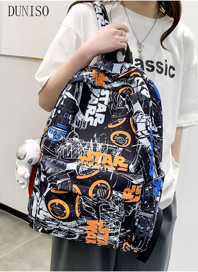 DUNISO - School Backpack Large Capacity Multi-pocket Students Backpack School Bag Fashion Graffiti Book Bags Waterproof Wear-resistant Backpacks for Teen Back Pack College Students Laptop Bag for Casual Travel - Image 1