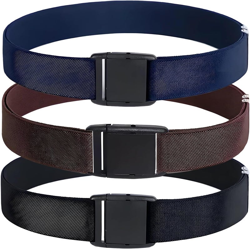 Set Of 3 Adjustable Kids’ Belts, Fabric Waistband With Alloy Buckle, For School & Casual Wear - Image 1