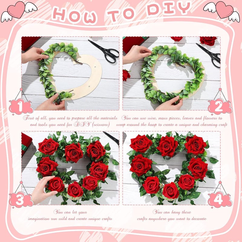 Queekay Valentine's Day 4 Pcs Heart Wreath Frames for Craft 12 Inch Heart Shaped Wooden Wreath Frame Floral Wreath Form Wood Wreath Base for DIY Crafts Valentine Weddings Christmas Party Floral Decorations - Image 3