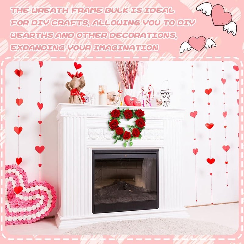 Queekay Valentine's Day 4 Pcs Heart Wreath Frames for Craft 12 Inch Heart Shaped Wooden Wreath Frame Floral Wreath Form Wood Wreath Base for DIY Crafts Valentine Weddings Christmas Party Floral Decorations - Image 5