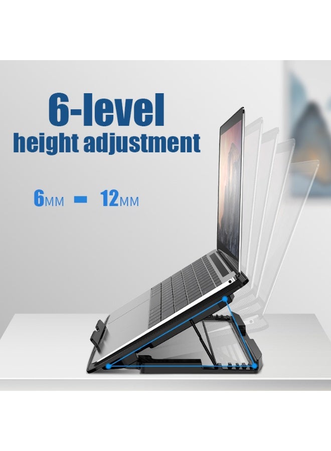 Laptop Cooling Pad, Laptop Cooler with 6 Quiet Fans for 12-16 Inch Notebook Gaming Fan Stable Stand, Height & Wind Speed Adjustable, Phone Holder (Black) - Image 5