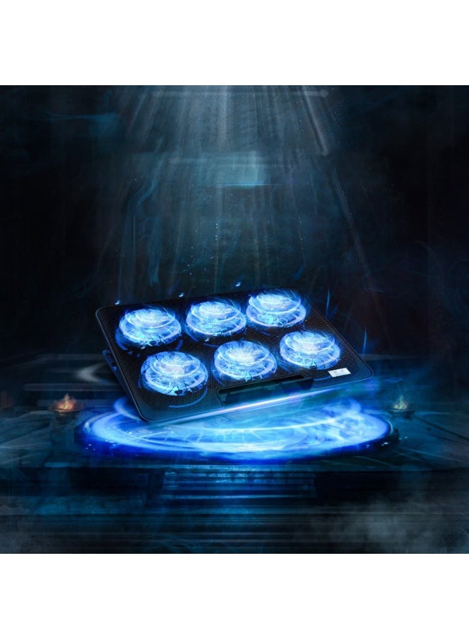 Laptop Cooling Pad, Laptop Cooler with 6 Quiet Fans for 12-16 Inch Notebook Gaming Fan Stable Stand, Height & Wind Speed Adjustable, Phone Holder (Black) - Image 3