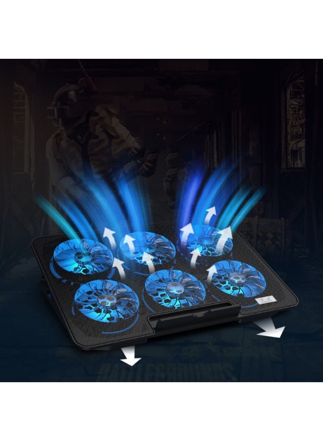 Laptop Cooling Pad, Laptop Cooler with 6 Quiet Fans for 12-16 Inch Notebook Gaming Fan Stable Stand, Height & Wind Speed Adjustable, Phone Holder (Black) - Image 4