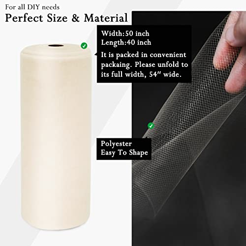 IONTACH Ivory Tulle Fabric Rolls 54 Inch by 40 Yards Tulle Bolt Spool for Wedding Decorations DIY Tutu Baby Shower Table Skirt Ceiling Decor Birthday Party Craft Supplies - Image 2