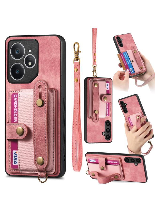 The Bros Case For Realme Neo7 Retro Cross Wristband Wallet Leather Back Phone Case