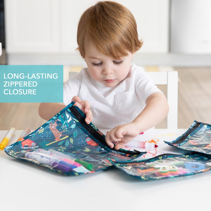 Bumkins Travel Bag, Toiletry, Baby, TSA Approved Pouch, Zip Bag, Quart Size Compliant, Clear-Sided, Diaper Bag Organization, Makeup, Accessories, Set of 3 - Image 5