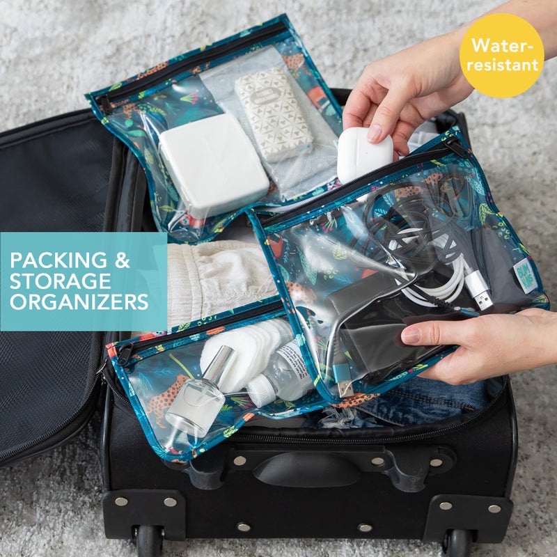Bumkins Travel Bag, Toiletry, Baby, TSA Approved Pouch, Zip Bag, Quart Size Compliant, Clear-Sided, Diaper Bag Organization, Makeup, Accessories, Set of 3 - Image 2