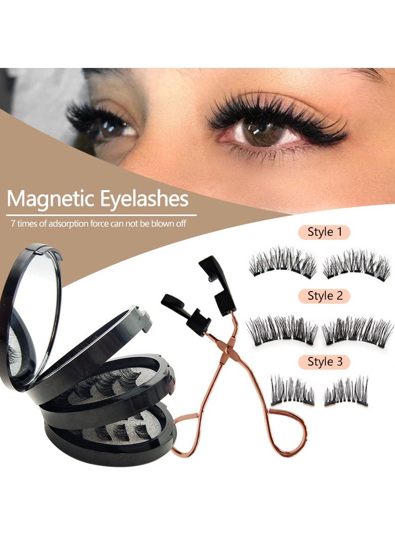 JOSQUEWNN - Magnetic Eyelashes without Eyeliner,Lightweight Magnetic False Eyelashes,Reusable Dual Magnetic lashes with 8 Pair, Looking Natural No Glue 3D False Eyelashes Kit with Applicator,  Easy to Wear(Black) - Image 1