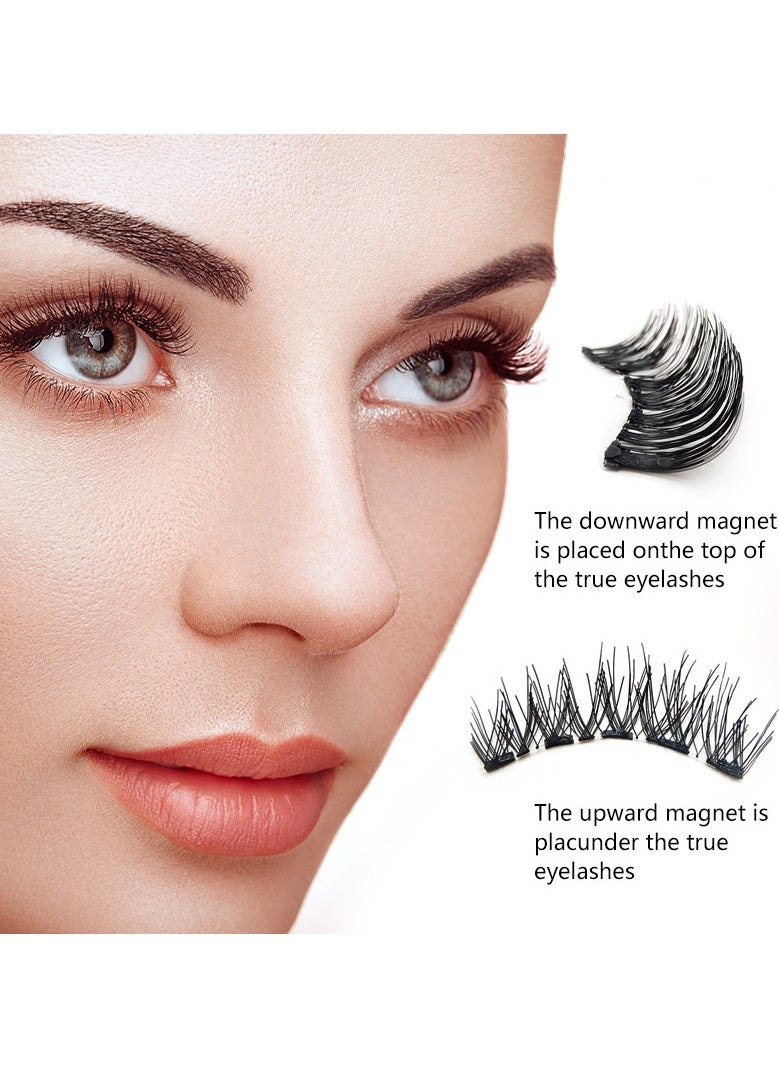 JOSQUEWNN - Magnetic Eyelashes without Eyeliner,Lightweight Magnetic False Eyelashes,Reusable Dual Magnetic lashes with 8 Pair, Looking Natural No Glue 3D False Eyelashes Kit with Applicator,  Easy to Wear(Black) - Image 1