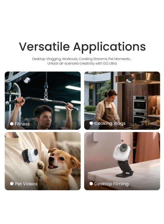 aMagisn حامل مغناطيسي لكاميرا Insta360 GO Ultra، قابل للتعديل 180 درجة، قاعدة مغناطيس قوية، دعم تصوير بدون استخدام اليدين - Image 2