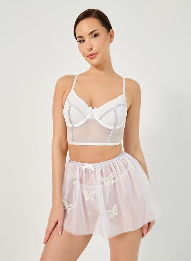 Styli Styli Pack of 3 - Lace Crop Top, Thong and Skirt Cover Up - Image 1