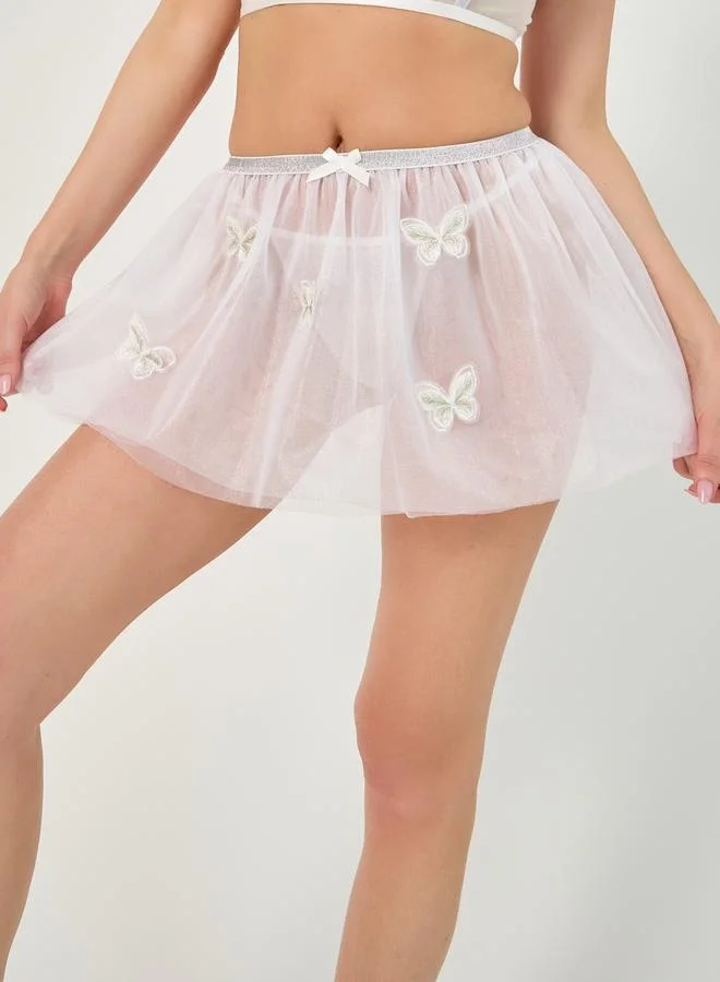 Styli Styli Pack of 3 - Lace Crop Top, Thong and Skirt Cover Up