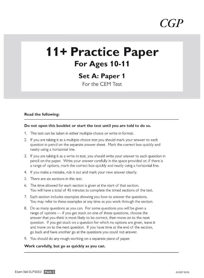 11+ CEM Practice Papers: Ages 10-11 - Pack 3 (with Parents' Guide & Online Edition) - Image 3