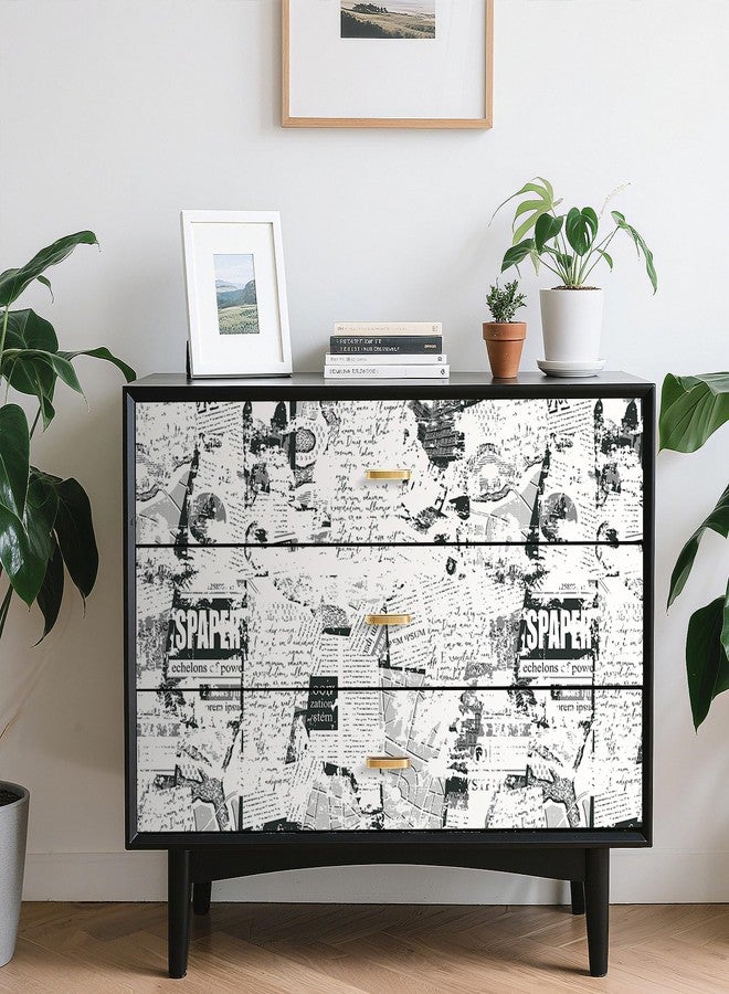 ReWallpaper 17.5inx23ft Black White Newspaper Print Peel and Stick Wallpaper Vintage Collage Pattern Removable Waterproof Wall Covering for Bathroom Bedroom Office Studio Study Loft Retro Style Decor - Image 3