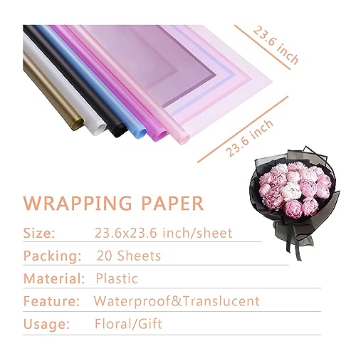 BBJ WRAPS Silver Flower Wrapping Paper, Waterproof Floral Bouquet Wrapping Paper Florist Supplies, 20 Sheets - Image 5