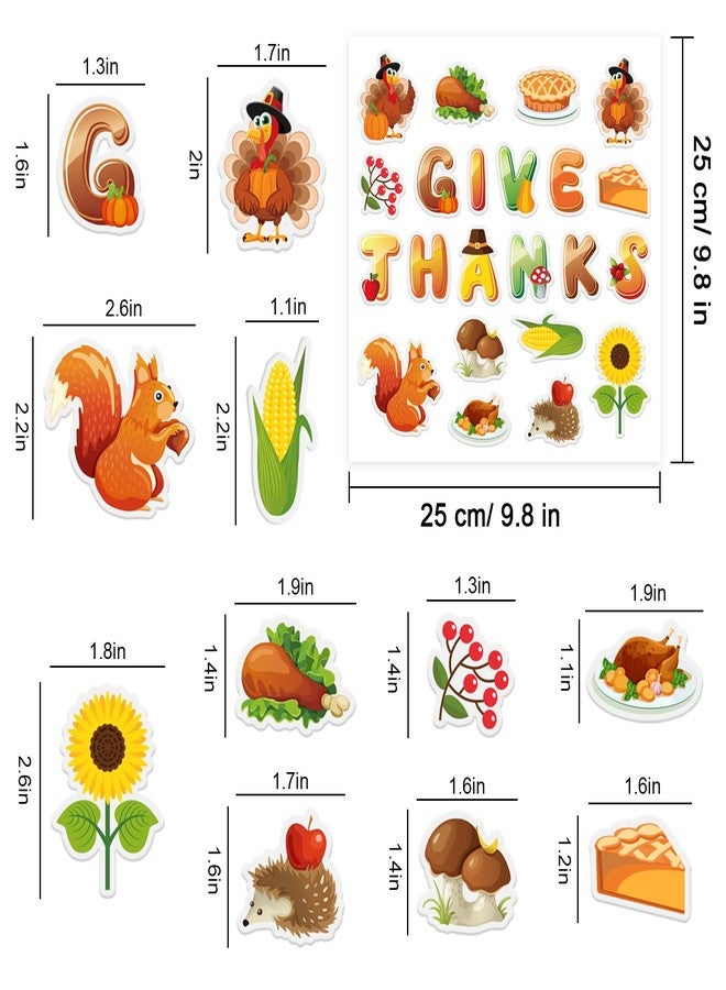 Whaline 44Pcs Thanksgiving Thick Gel Clings GIVE Thanks Turkey Squirrels Window Decals Reusable Window Clings for Home Classroom Nursery Thanksgiving Party Supplies Decor, 2 Sheets - Image 5