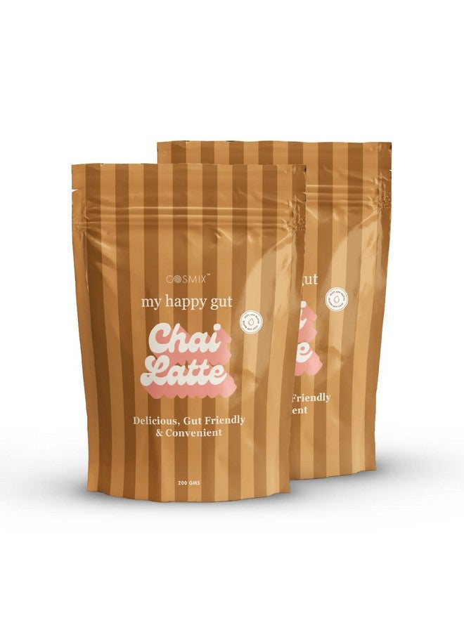 Cosmix كوزميكس شاي لاتيه سعيد للأمعاء | لتحسين الهضم وصحة الأمعاء العامة | بدون سكر مكرر، بدون مواد حافظة | نباتي | فقط أضف الماء واستمتع | 2x200 جرام - يصنع حتى 40 كوب لكل منهما - Image 1