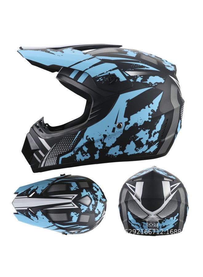 Yatian Blue ABS Motorcycle Off-Road Half Helmet Four Seasons Compact with Wind Storm Mirror Visor