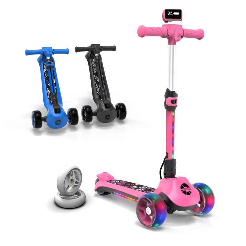 Elecorange T500 Electric Scooter for Kids Ages 49 Big Light Up Wheels 3 Adjustable Heights Ride On for Children 48 3 Wheel Electric Scooters for Kid 57 Princess Scooter for Girls Pink - Image 2