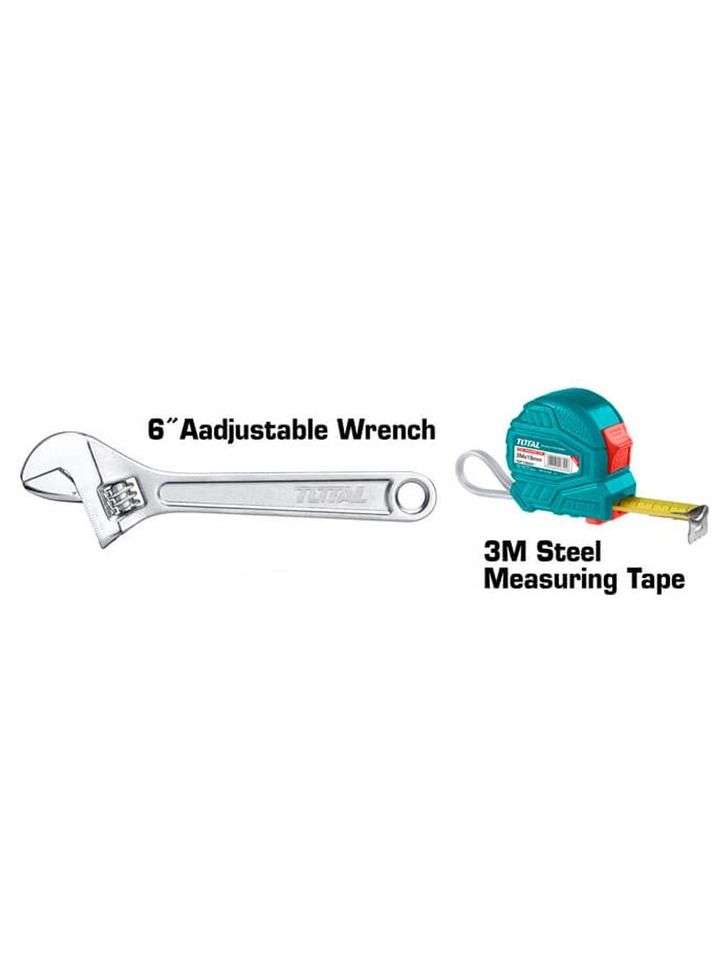 TOTAL Thkthp90076 7 Pieces Repair Tool Set For Home Office Tools Set Of Pliers, Screwdrivers, Tester, Adjustable Spanner, Measure Tape And Knife  - Image 4