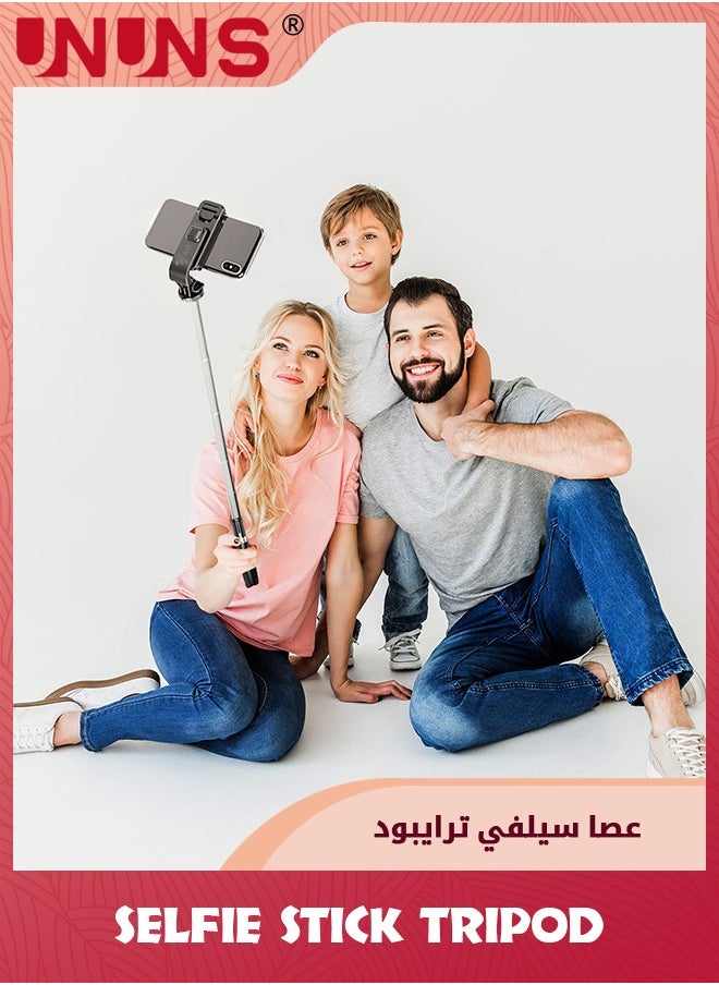 UNUNS - Selfie Stick Tripod,Selfie Tripod Stand Wireless Remote,Handheld Tripod With Detachable Bluetooth Remote,Extendable Pocket Selfie Stick Compatible With Galaxy Android Smartphones iPhone And Camera - Image 1
