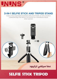 UNUNS Selfie Stick Tripod,Selfie Tripod Stand Wireless Remote,Handheld Tripod With Detachable Bluetooth Remote,Extendable Pocket Selfie Stick Compatible With Galaxy Android Smartphones iPhone And Camera  - Image 5