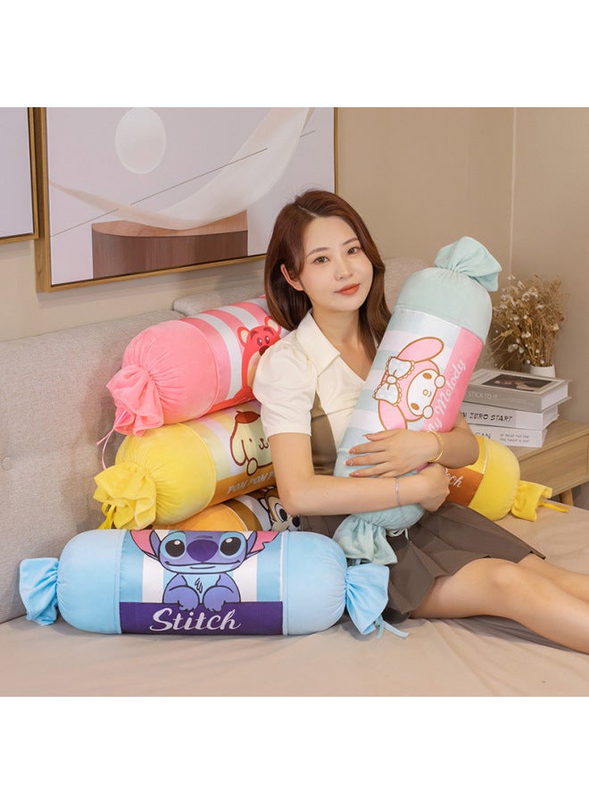 Cartoon Summer Cool Ice Silk Candy Cylindrical Pillow Sleeping Side Sleeping Clip Leg Long Pillow Children's Day Removable And Washable-Specifications:68CM 0.58-Color:Blue Tsai - Image 5