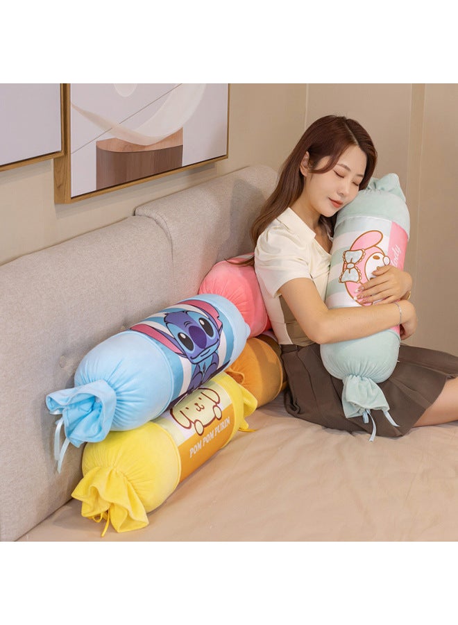 Cartoon Summer Cool Ice Silk Candy Cylindrical Pillow Sleeping Side Sleeping Clip Leg Long Pillow Children's Day Removable And Washable-Specifications:68CM 0.58-Color:Blue Tsai - Image 3