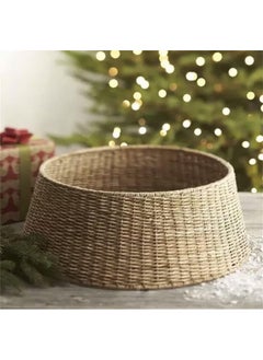 Kordes Kordes Farmhouse Christmas Tree Collar - Rustic Holiday Decoration - Natural Woven - Base Cover for Christmas Tree - Tree Skirt - Tree Ring  - Image 1
