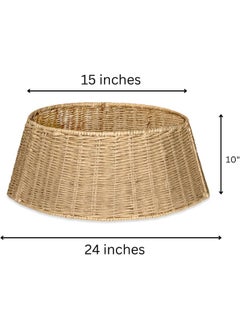 Kordes Kordes Farmhouse Christmas Tree Collar - Rustic Holiday Decoration - Natural Woven - Base Cover for Christmas Tree - Tree Skirt - Tree Ring  - Image 3
