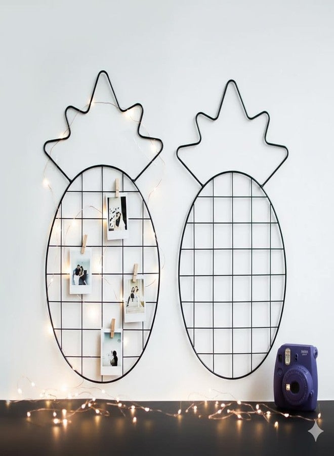 NAYAB DIY Multifunction Metal Grid Wall Mounted Ins Mesh Art & Craft Photo Display Organizer Panel, Memo Bulletin Board (Pineapple Black) - Image 1