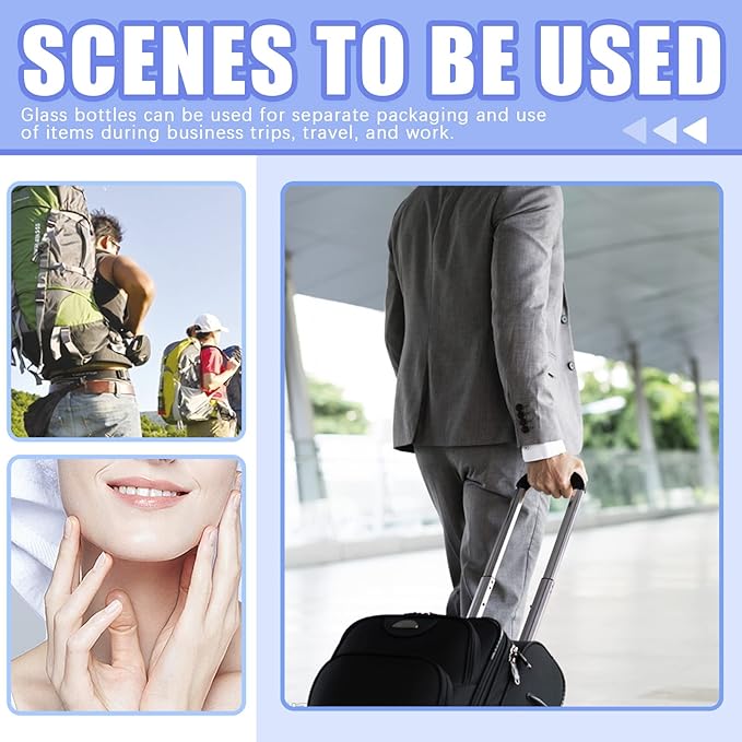 جرار زجاجية شفافة بحجم 15 حزمة سعة 2 أونصة مع أغطية دائرية وغطاء داخلي وأغطية فضية لتخزين الكريمات ومنتجات التجميل والمراهم