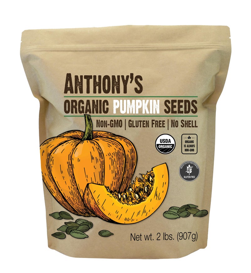 Anthony's Organic Pumpkin Seeds, 2 lb, Gluten Free, Non GMO, No Shell, Unsalted, Raw - Image 1