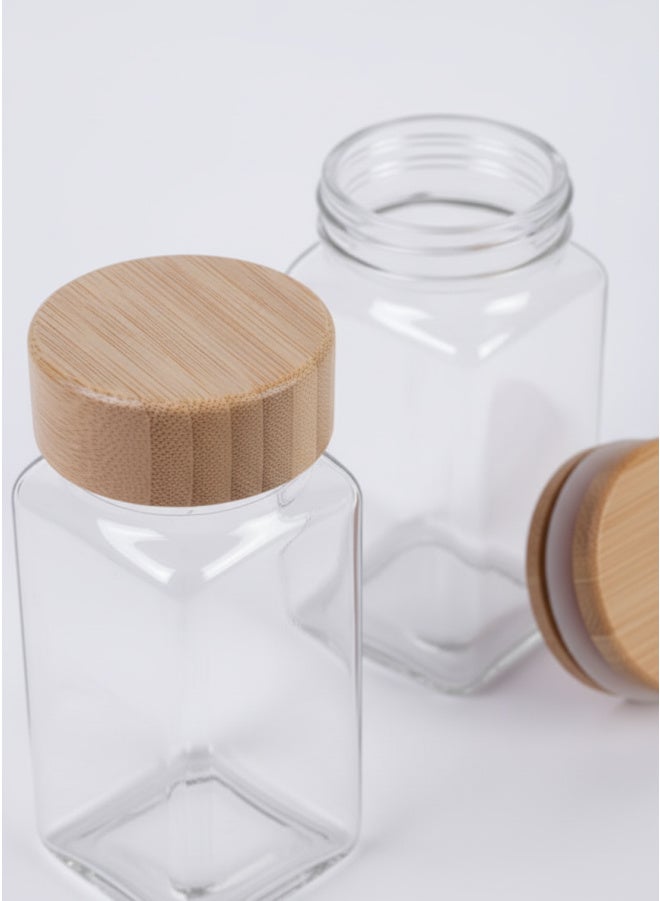 CASA HOME CasaHome 12-Piece Glass Spice Jar Set Bamboo Lids Labels Funnel Premium Kitchen Organizer Egypt - Image 3